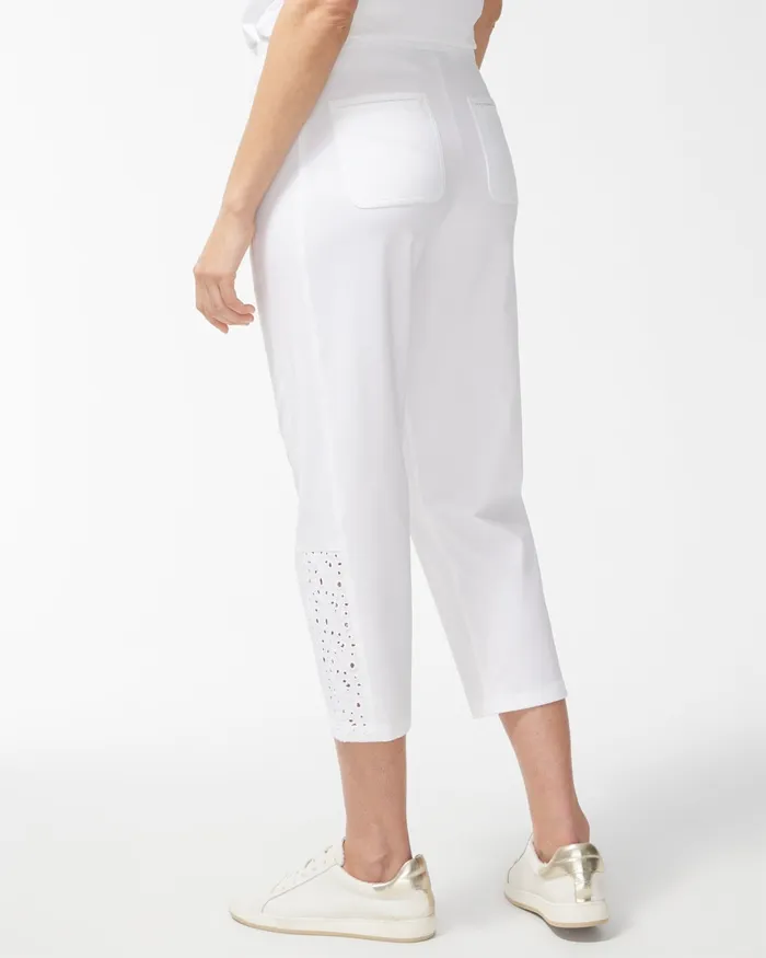 Chico039s Zenergy Neema White Eyelet Crops Alabaster Women Pants