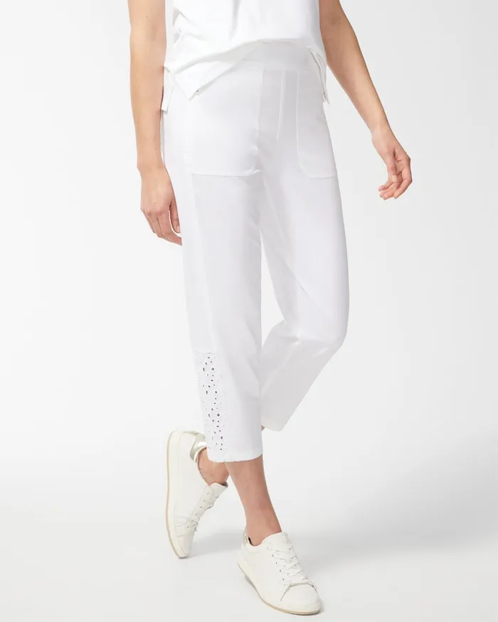 Chico039s Zenergy Neema White Eyelet Crops Alabaster Women Pants