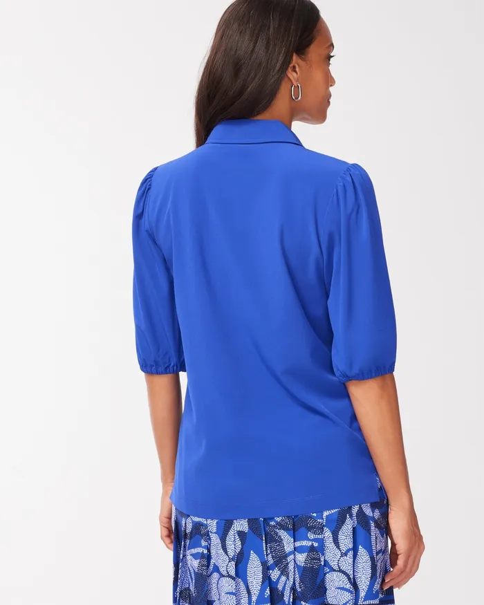 Chico039s Zenergy UPF Neema Elbow Sleeve Polo Classic Navy Women Activewear