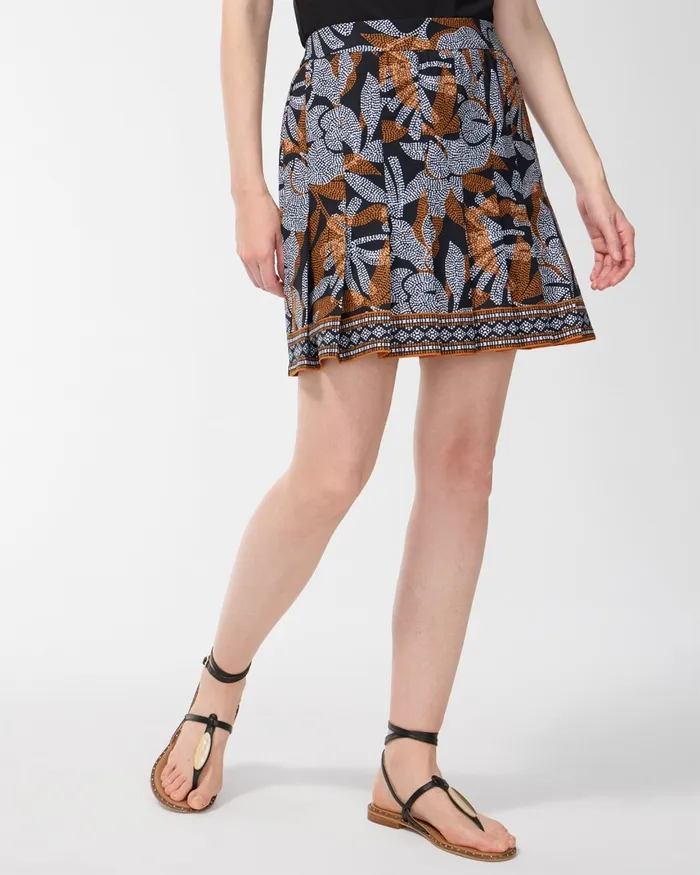 Chico039s Zenergy UPF Neema Floral Pleated Skort Burnished Clay Women Shorts