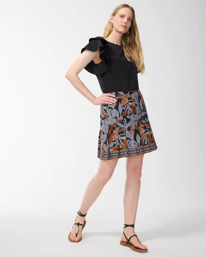 Chico039s Zenergy UPF Neema Floral Pleated Skort Burnished Clay Women Shorts