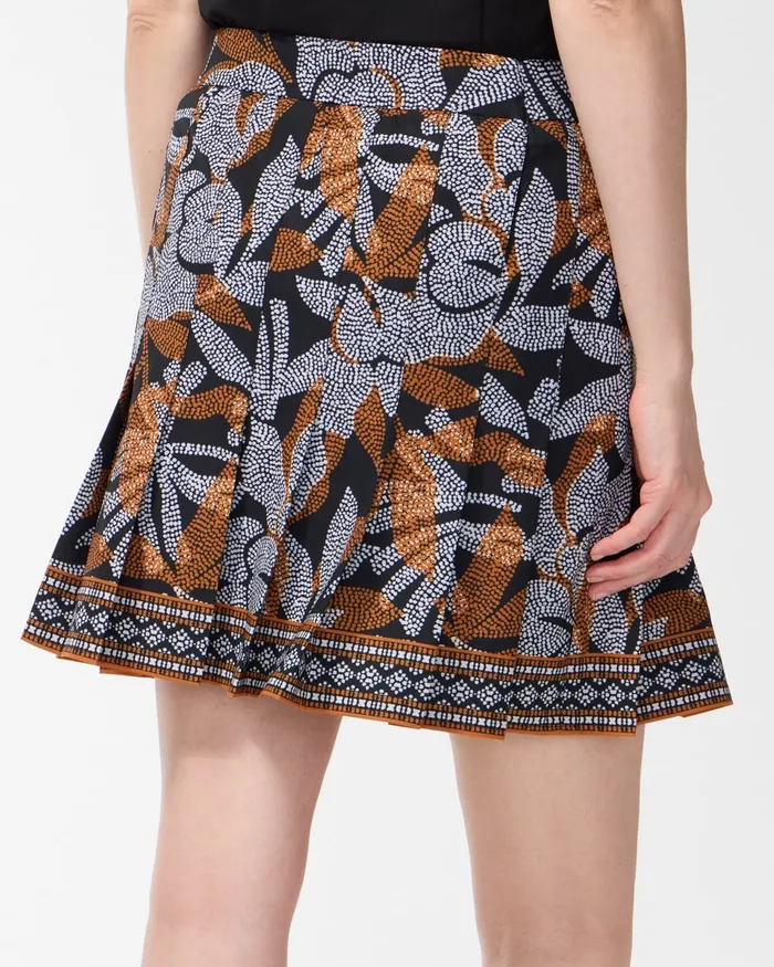 Chico039s Zenergy UPF Neema Floral Pleated Skort Burnished Clay Women Shorts