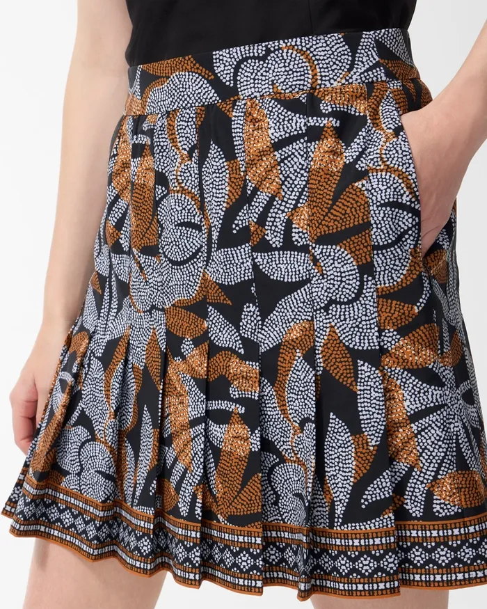 Chico039s Zenergy UPF Neema Floral Pleated Skort Burnished Clay Women Shorts