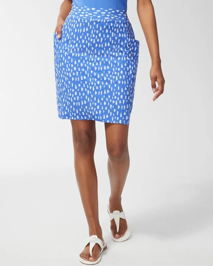 Chico039s Zenergy UPF Neema Pebble Pocket Skort Amparo Blue Women Activewear