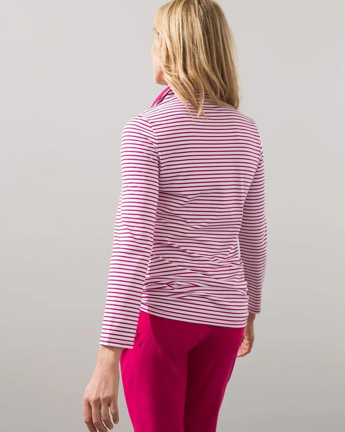 Chico039s Zenergy UPF Stripe Bungee Pullover Black Women Activewear