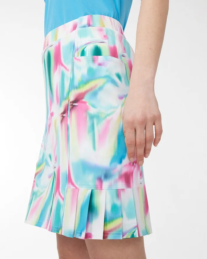 Chico039s Zenergy UPF Tie Dye Pleat Skort Poolside Blue Women Shorts