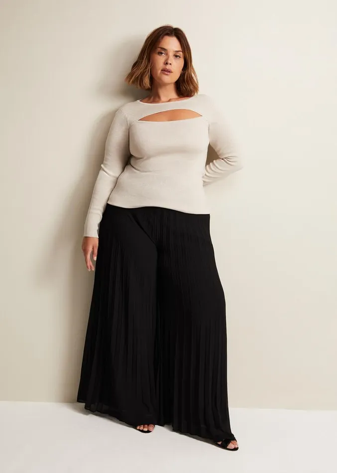 Ciara Cut Out Lurex Knitted Top Neutral Women Phase Eight Knitwear