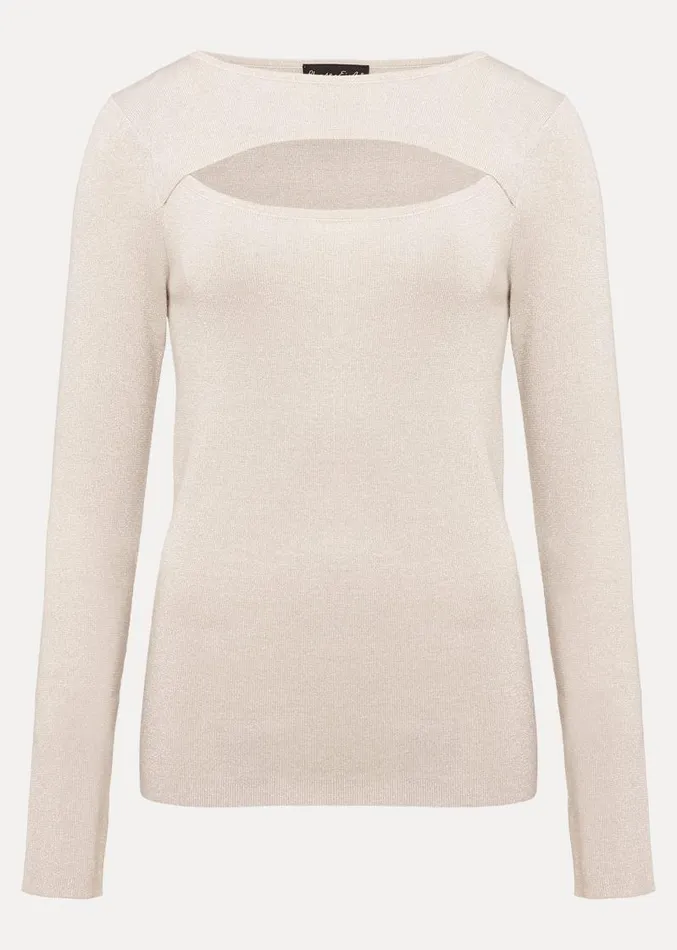 Ciara Cut Out Lurex Knitted Top Neutral Women Phase Eight Knitwear