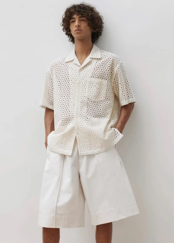 Clothing Men The Frankie Shop Landon Short Sleeve Shirt 8211 Beige