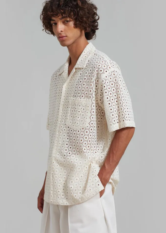 Clothing Men The Frankie Shop Landon Short Sleeve Shirt 8211 Beige