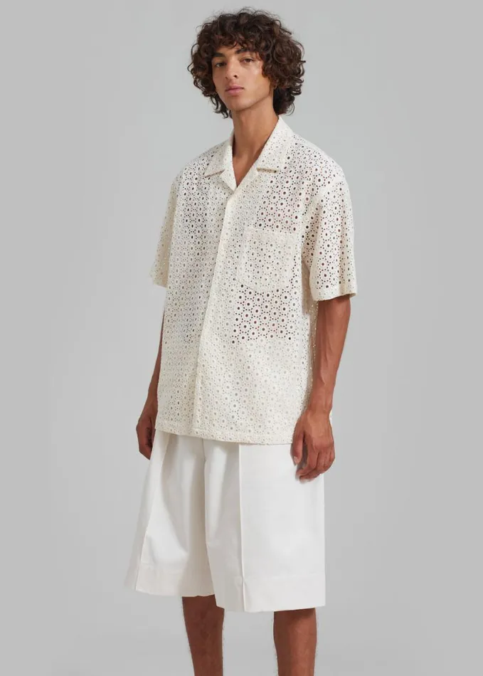 Clothing Men The Frankie Shop Landon Short Sleeve Shirt 8211 Beige