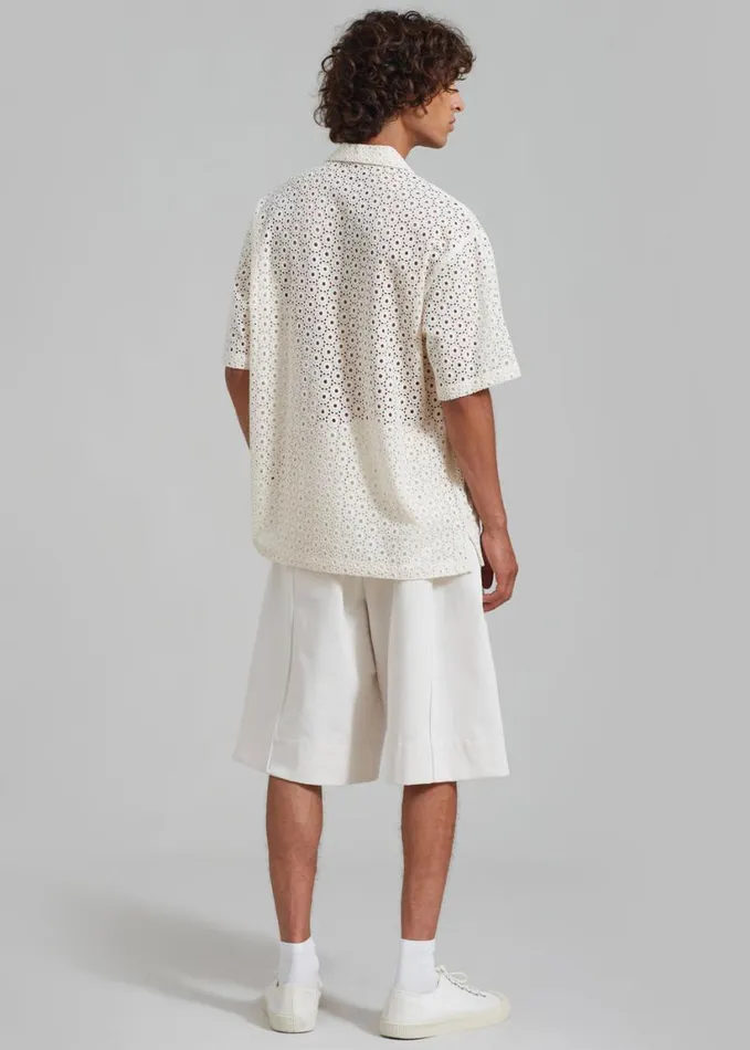 Clothing Men The Frankie Shop Landon Short Sleeve Shirt 8211 Beige