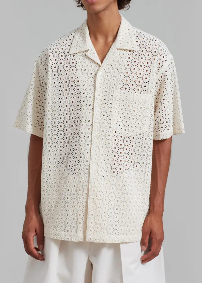 Clothing Men The Frankie Shop Landon Short Sleeve Shirt 8211 Beige