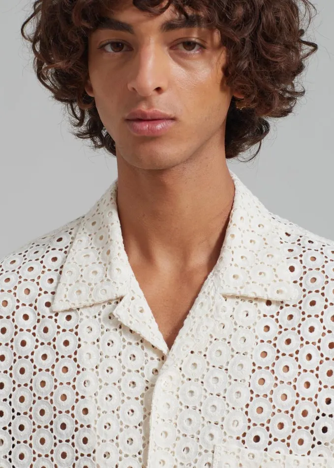 Clothing Men The Frankie Shop Landon Short Sleeve Shirt 8211 Beige