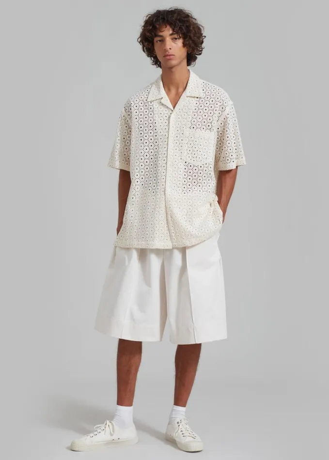 Clothing Men The Frankie Shop Landon Short Sleeve Shirt 8211 Beige