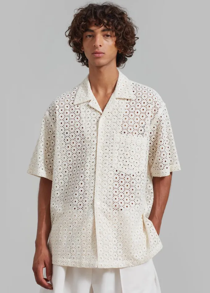 Clothing Men The Frankie Shop Landon Short Sleeve Shirt 8211 Beige