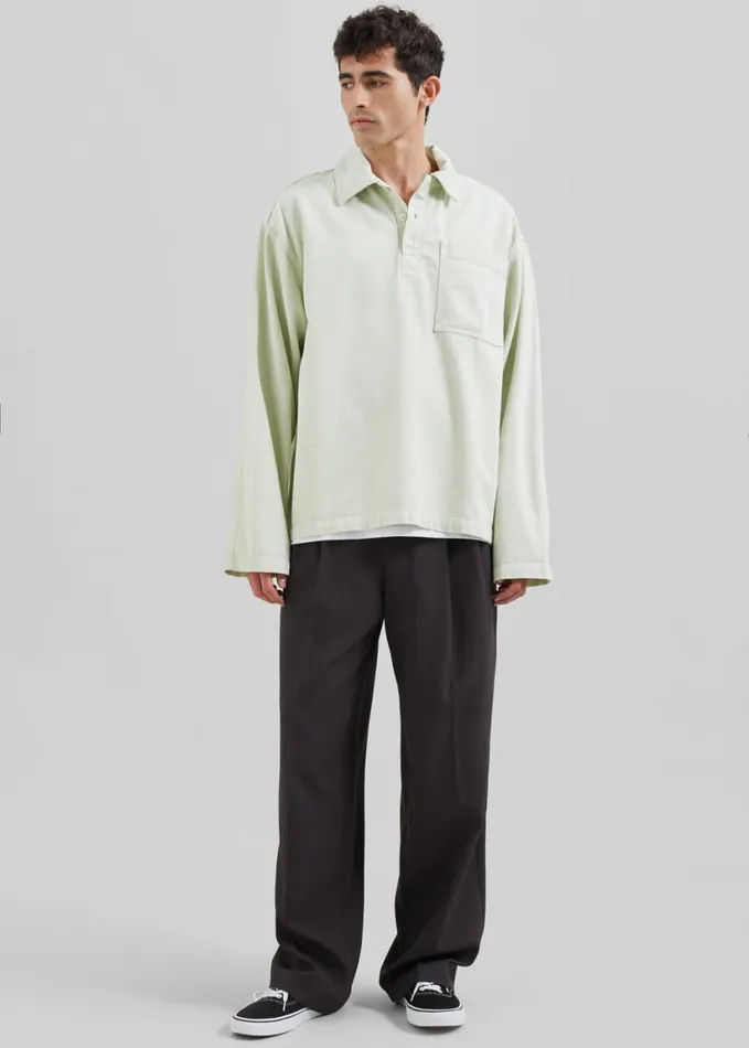 Clothing Men The Frankie Shop Ray Popover Denim Shirt 8211 Pale Green