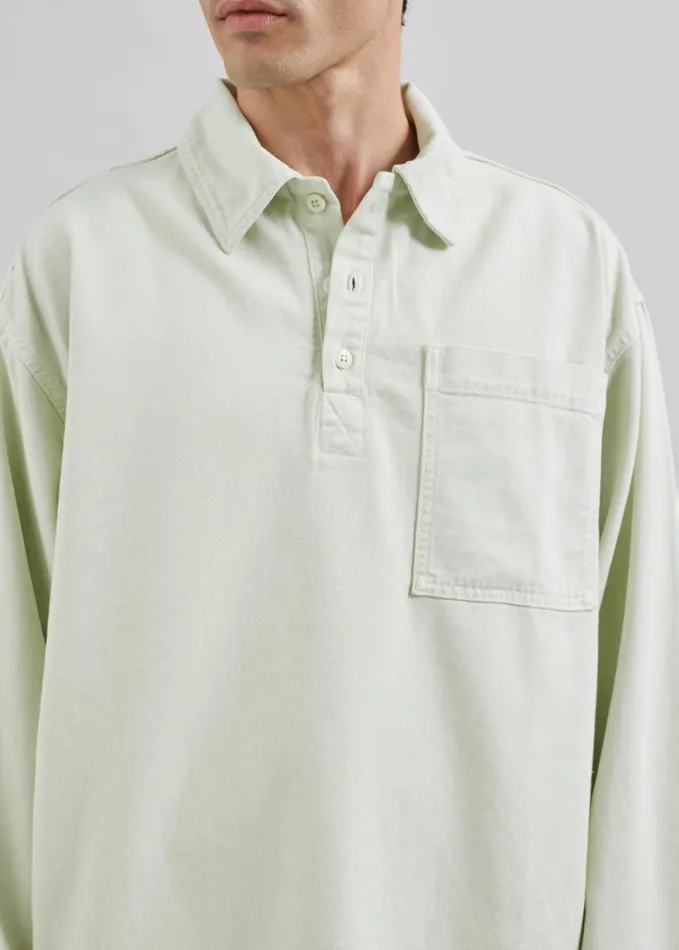 Clothing Men The Frankie Shop Ray Popover Denim Shirt 8211 Pale Green
