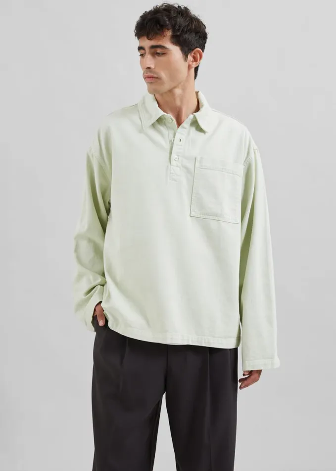 Clothing Men The Frankie Shop Ray Popover Denim Shirt 8211 Pale Green