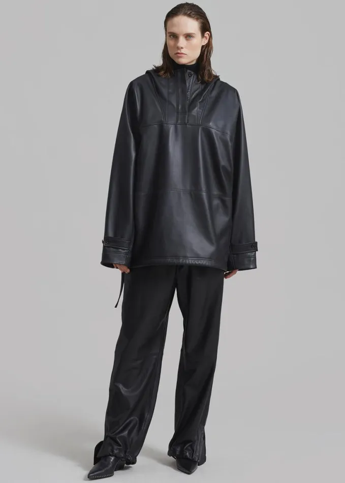 Clothing WomenMen The Frankie Shop Kevin Leather Trousers 8211 Black