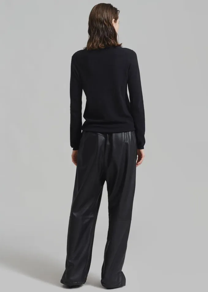 Clothing WomenMen The Frankie Shop Kevin Leather Trousers 8211 Black