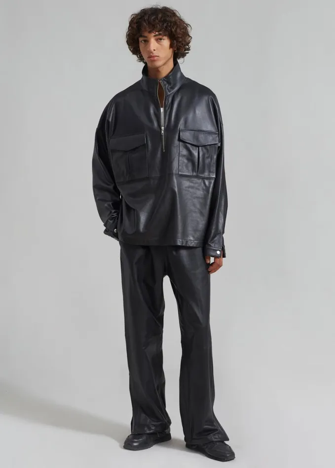 Clothing WomenMen The Frankie Shop Kevin Leather Trousers 8211 Black