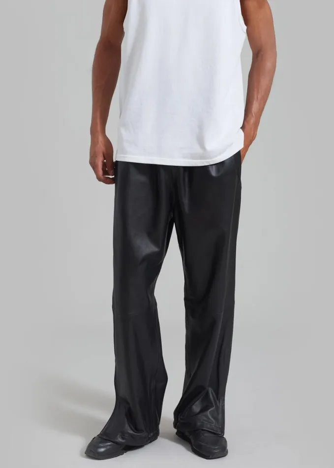 Clothing WomenMen The Frankie Shop Kevin Leather Trousers 8211 Black