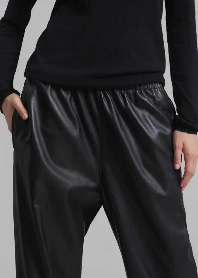 Clothing WomenMen The Frankie Shop Kevin Leather Trousers 8211 Black
