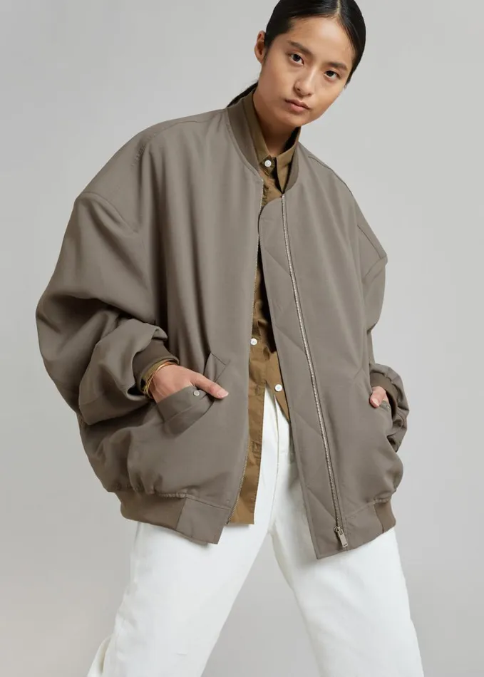Clothing WomenMen The Frankie Shop Lumi Bomber Jacket 8211 Dark Olive