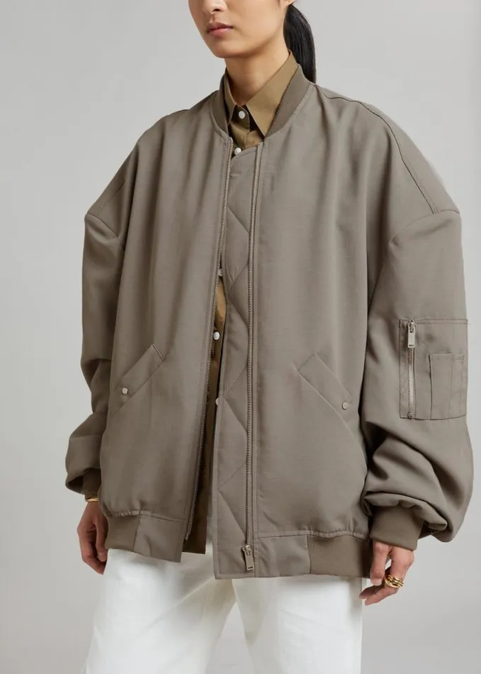 Clothing WomenMen The Frankie Shop Lumi Bomber Jacket 8211 Dark Olive
