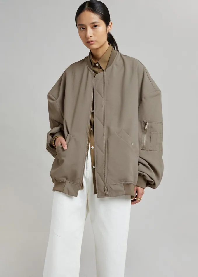 Clothing WomenMen The Frankie Shop Lumi Bomber Jacket 8211 Dark Olive