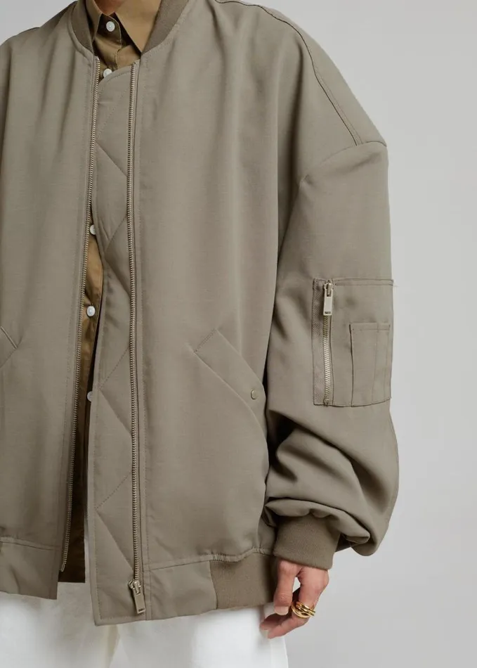 Clothing WomenMen The Frankie Shop Lumi Bomber Jacket 8211 Dark Olive