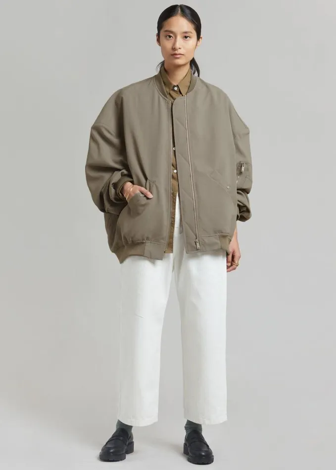 Clothing WomenMen The Frankie Shop Lumi Bomber Jacket 8211 Dark Olive
