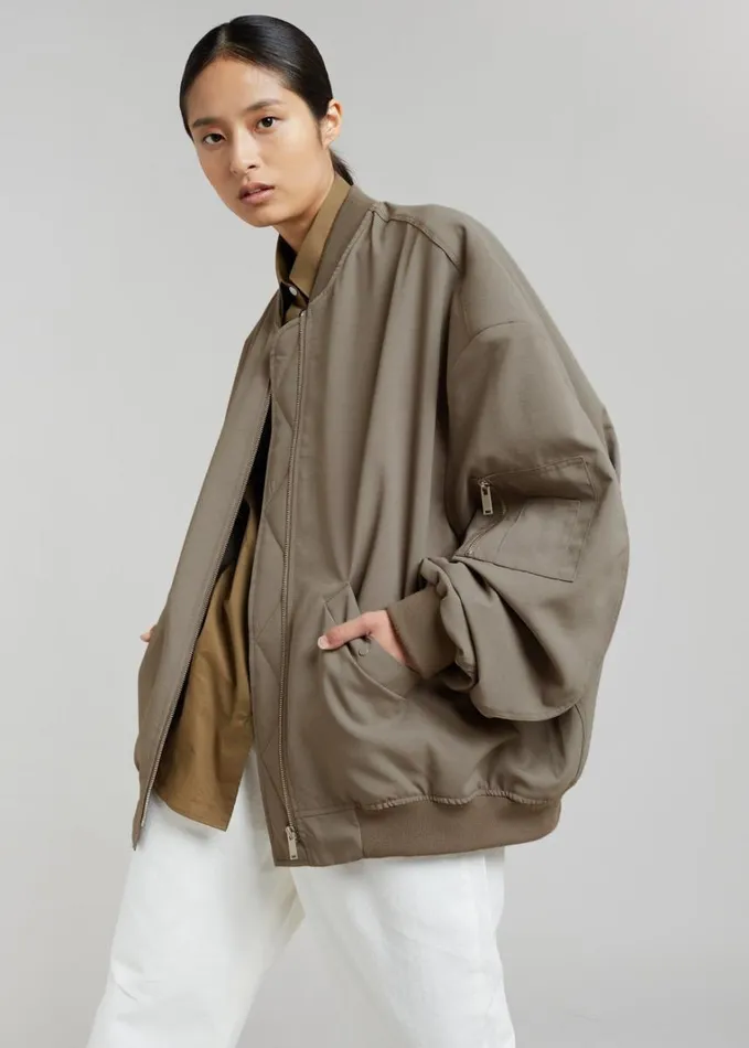 Clothing WomenMen The Frankie Shop Lumi Bomber Jacket 8211 Dark Olive