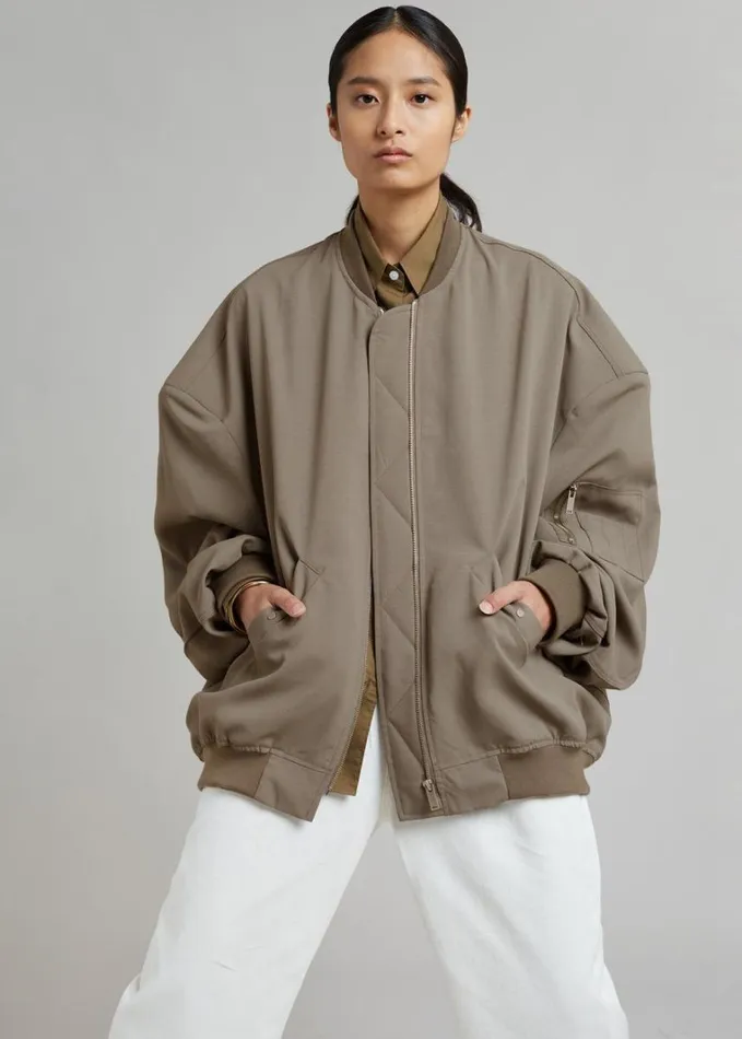 Clothing WomenMen The Frankie Shop Lumi Bomber Jacket 8211 Dark Olive