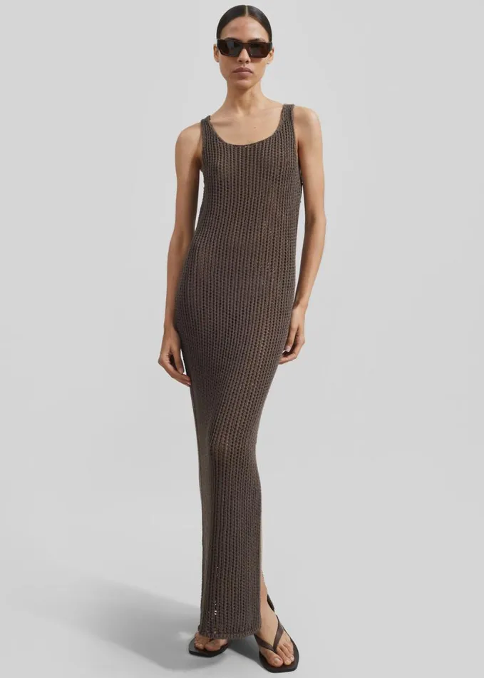 Clothing Women The Frankie Shop Adrienna Crochet Maxi Dress 8211 Brown