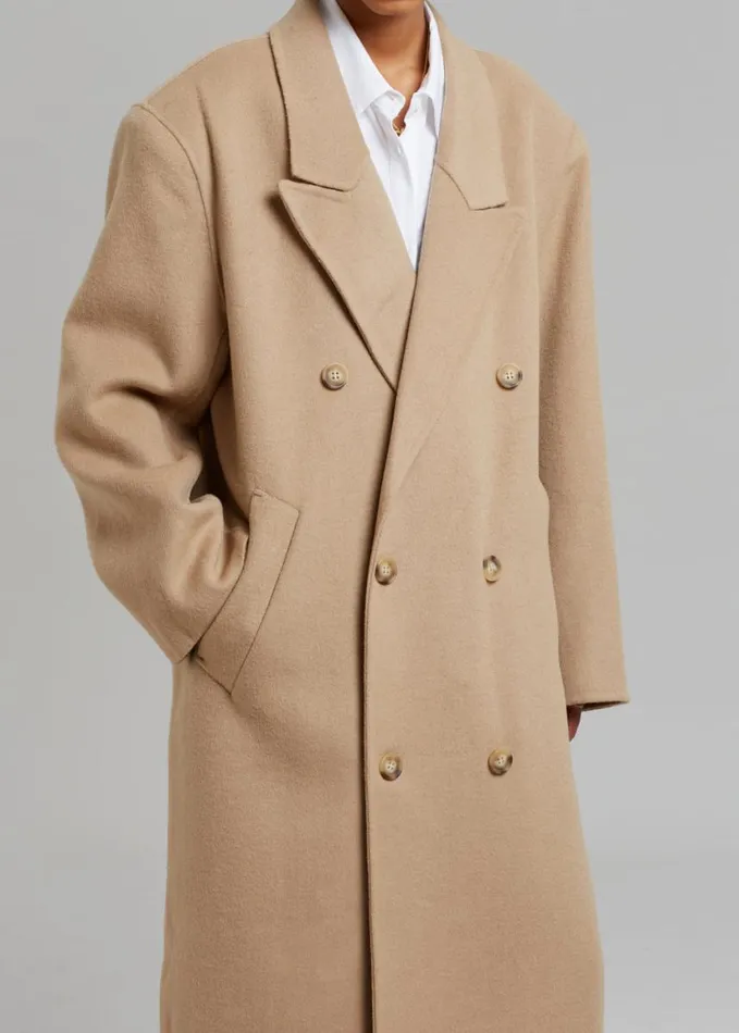 Clothing Women The Frankie Shop Alexis Padded Shoulder Coat 8211 Camel