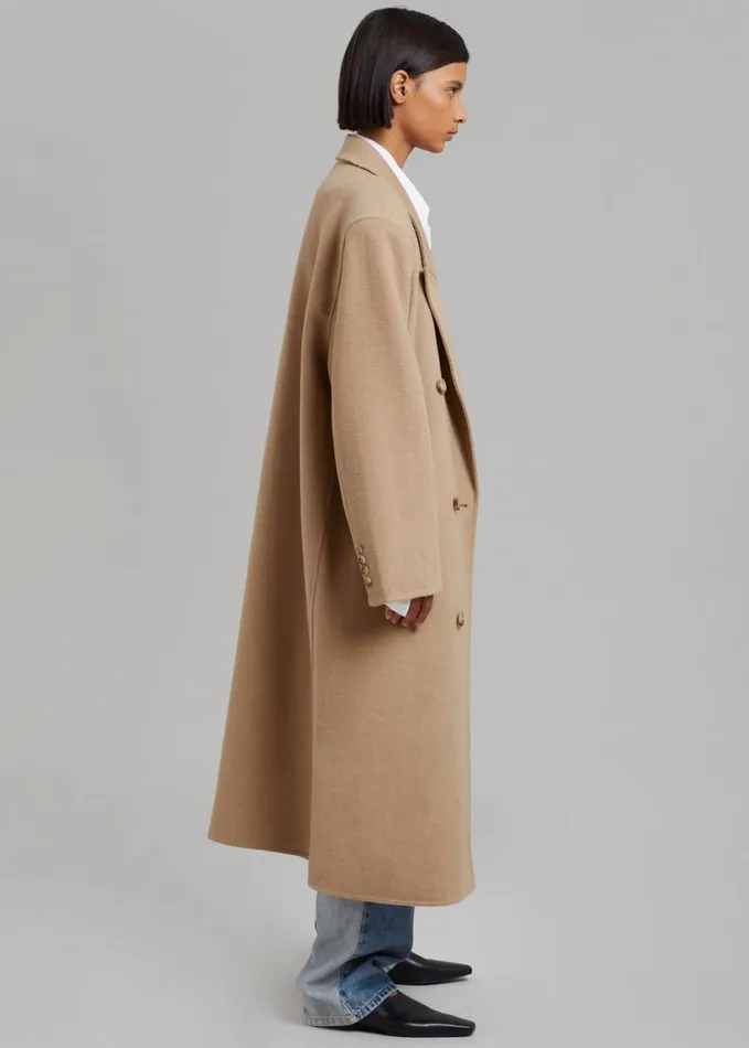 Clothing Women The Frankie Shop Alexis Padded Shoulder Coat 8211 Camel