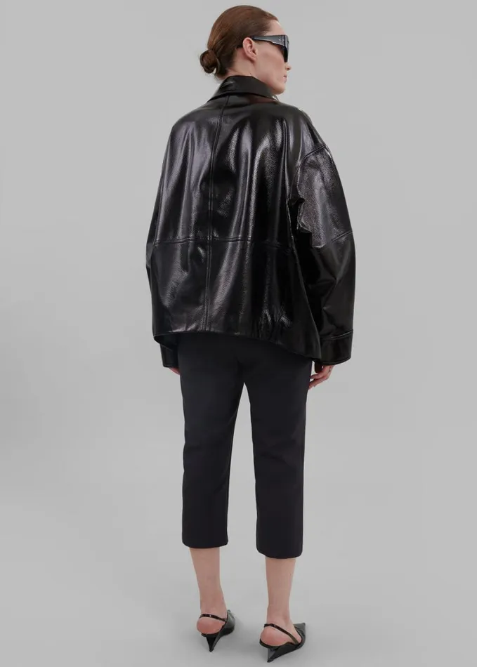 Clothing Women The Frankie Shop Arbor Crackled Faux Leather Jacket 8211 Black