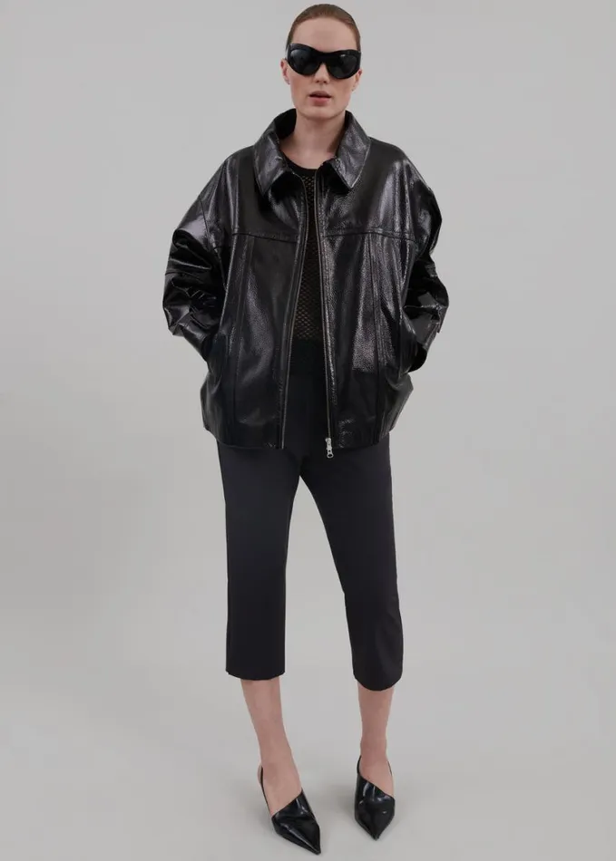 Clothing Women The Frankie Shop Arbor Crackled Faux Leather Jacket 8211 Black