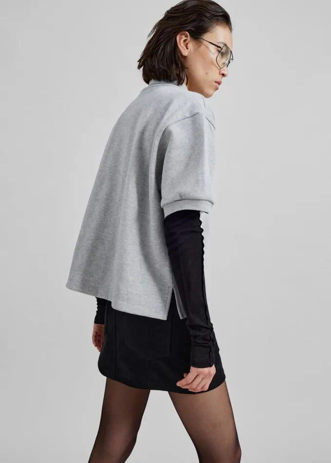 Clothing Women The Frankie Shop Arda Crop Polo 8211 Grey