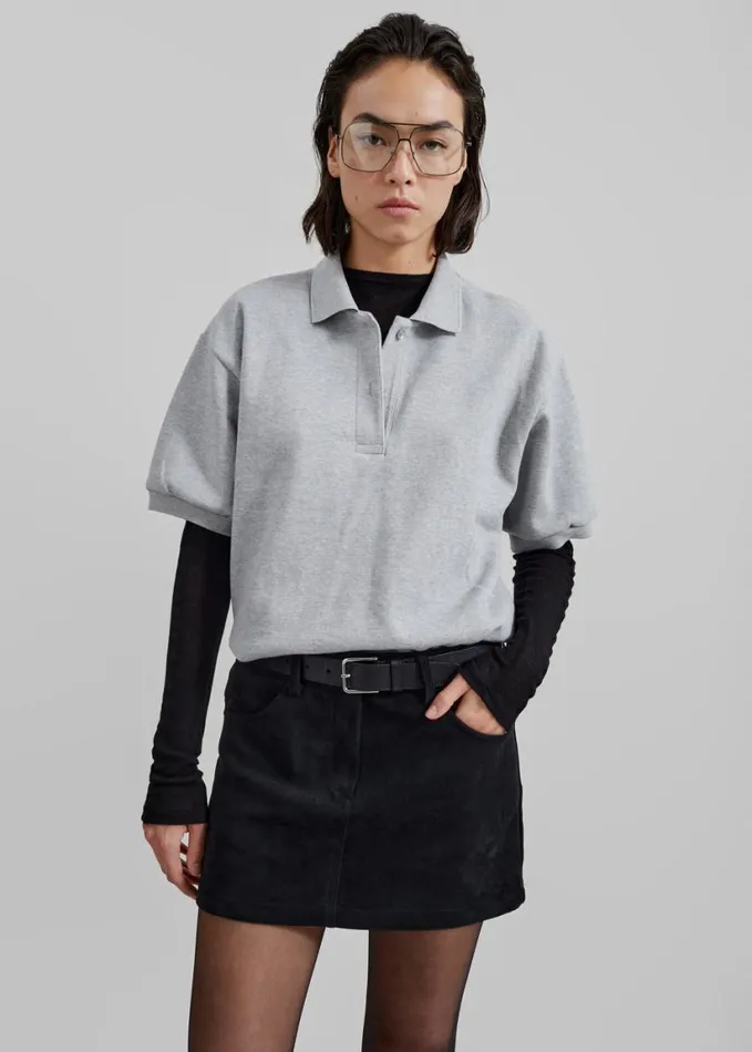 Clothing Women The Frankie Shop Arda Crop Polo 8211 Grey