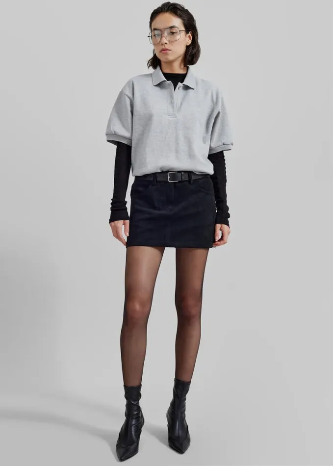 Clothing Women The Frankie Shop Arda Crop Polo 8211 Grey