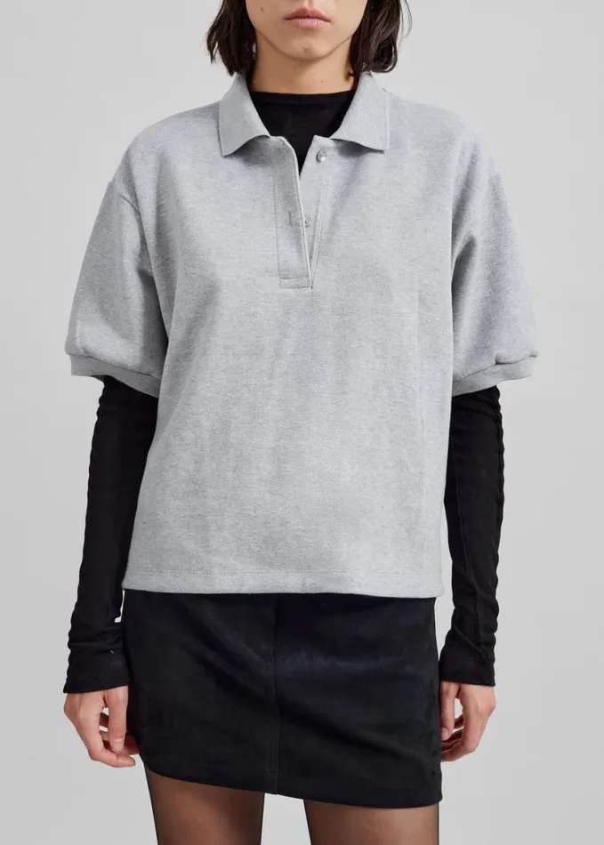 Clothing Women The Frankie Shop Arda Crop Polo 8211 Grey