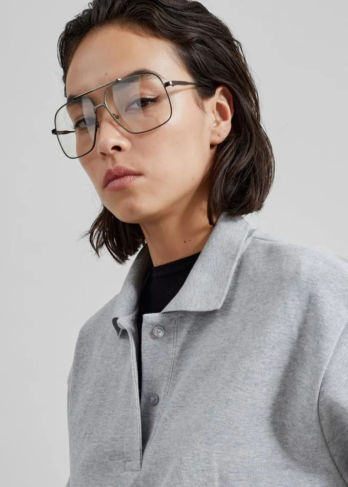 Clothing Women The Frankie Shop Arda Crop Polo 8211 Grey