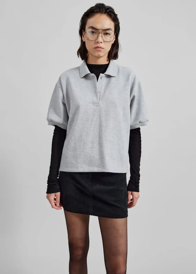 Clothing Women The Frankie Shop Arda Crop Polo 8211 Grey