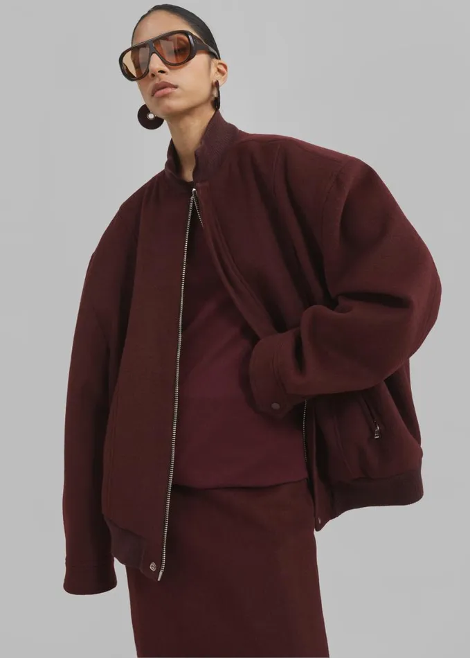 Clothing Women The Frankie Shop Arley Oversized Bomber 8211 Burgundy