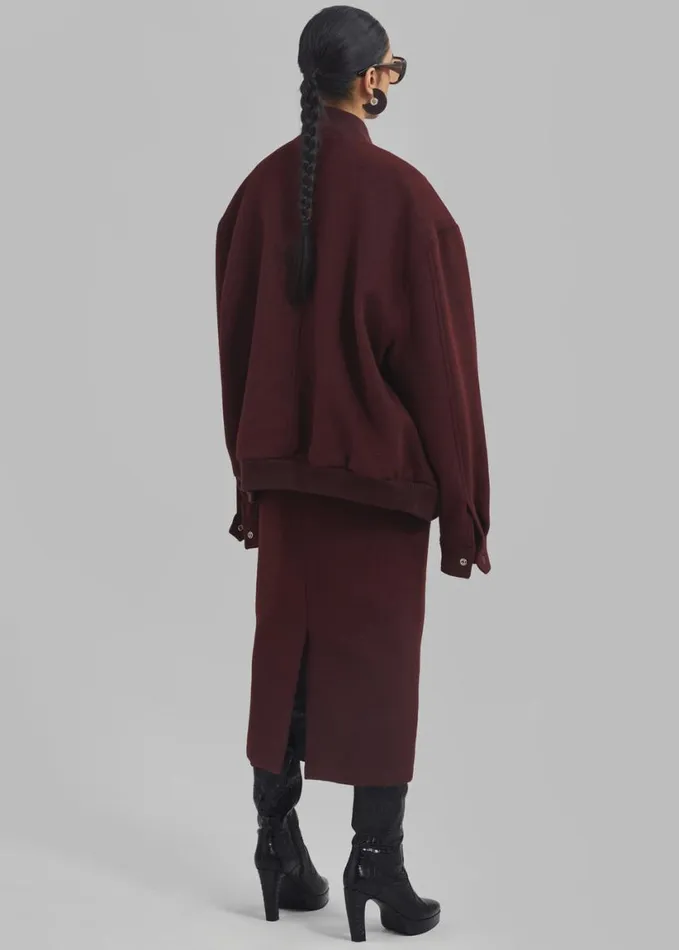 Clothing Women The Frankie Shop Arley Oversized Bomber 8211 Burgundy
