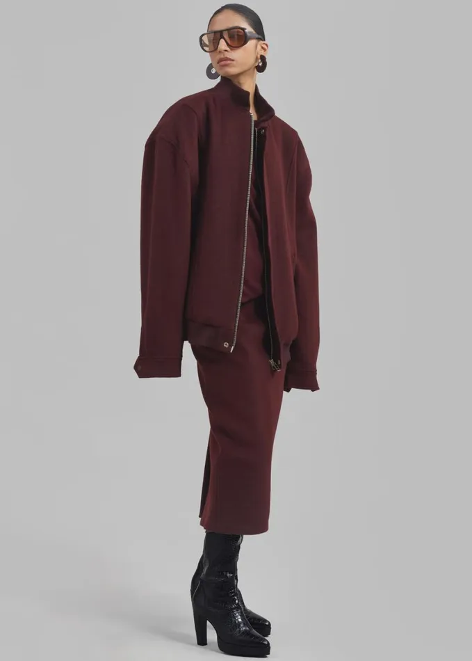 Clothing Women The Frankie Shop Arley Oversized Bomber 8211 Burgundy