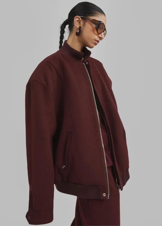 Clothing Women The Frankie Shop Arley Oversized Bomber 8211 Burgundy